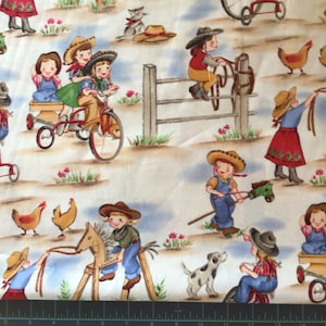 Cowgirl Fabric Cowboy Fabric 100% Cotton Lil Cowgirls and Lil Cowpokes by Michael Miller Essentials