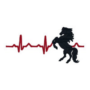 BUY2GET1FREE - 3&quot;, 4&quot;, 5&quot;, 6&quot;, 7&quot; Standing Horse Heartbeat EKG filled Machine Embroidery Design