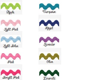Rick Rack in 19 COLORS - 1 inch Polyester Sewing Trim By the Yard - Wavy Ric Rac One Inch 1 Inch