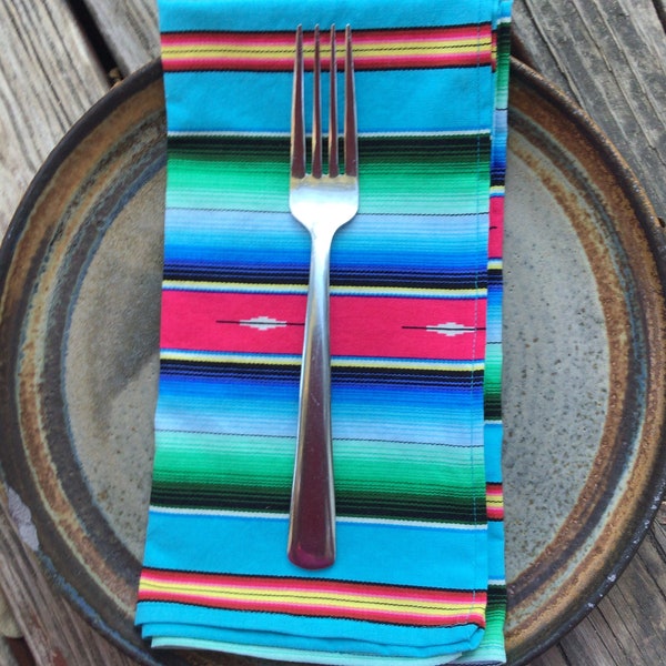 Mexican Stripe Napkins SET OF 4 - 17” Reusable Cloth Napkins - 100% Cotton Handmade - Fiesta Serape Stripe