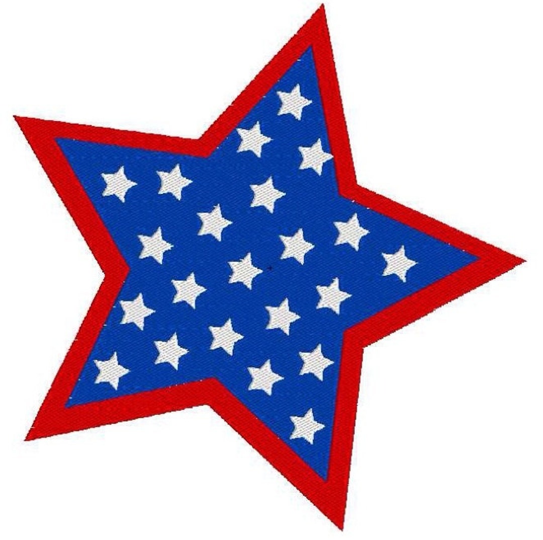Red, White and Blue Star Machine Embroidery Design Perfect for