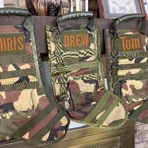 Camo Christmas Stockings Personalized With Machine Embroidery Custom Camo Stocking, Military, Tacticle, Hunters Stockings for Men