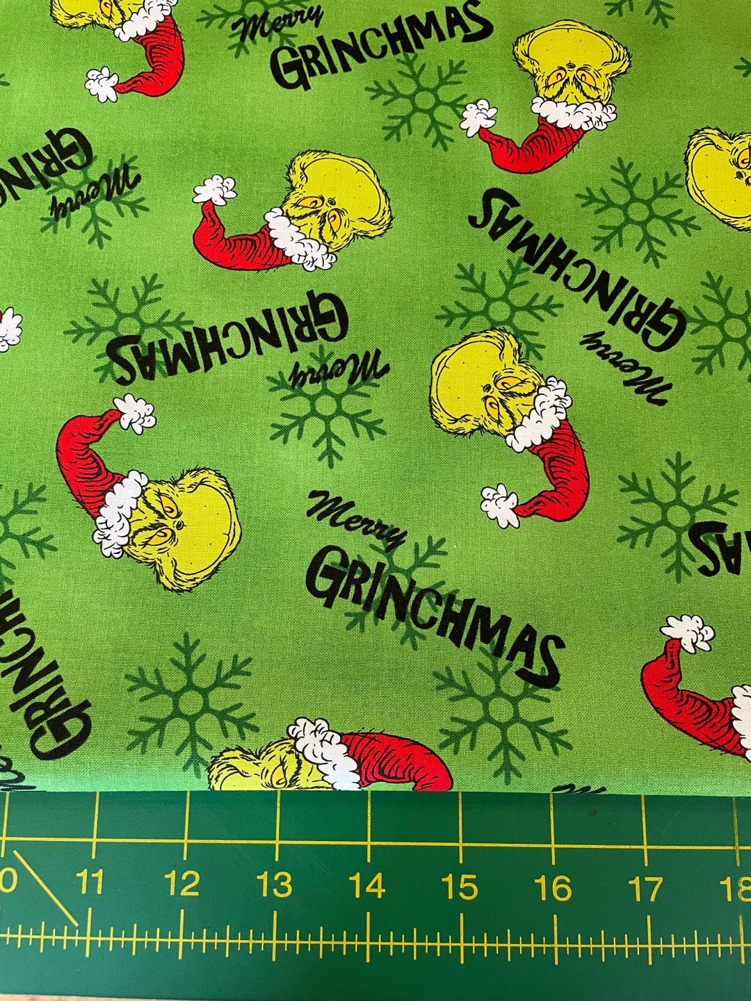 Grinch Fabric 100 Cotton Dr. Seuss How the Grinch Stole Christmas