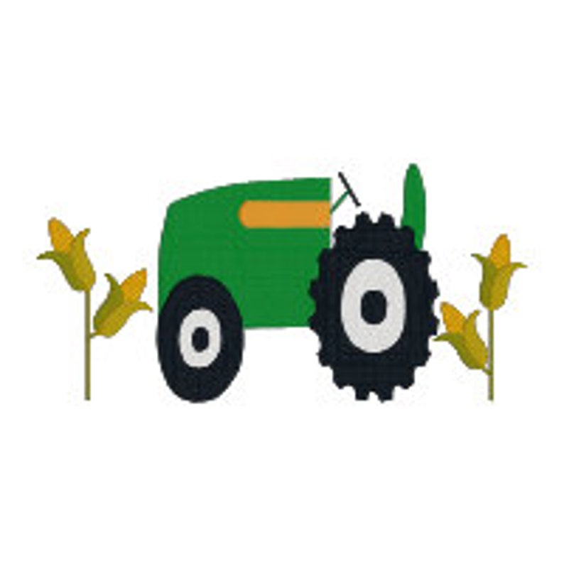 BUY 2, GET 1 FREE John Deere-Inspired Filled Tractor in Corn Field Machine Embroider Design in 2 Sizes image 1