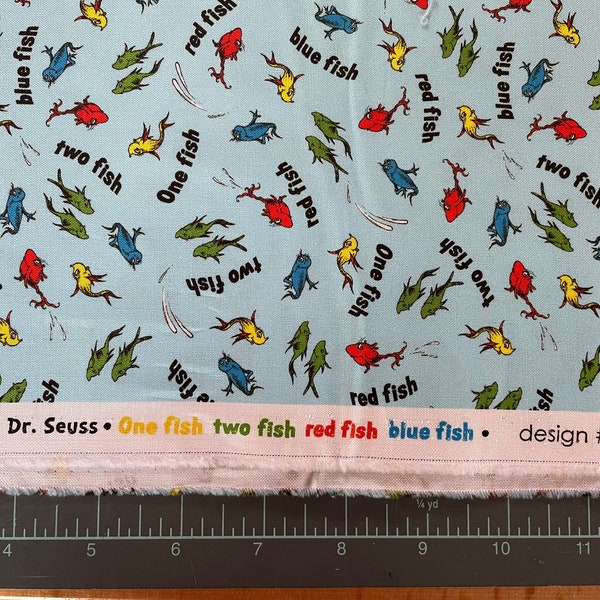 Dr. Seuss Fabric BTY One Fish Two Fish Red Fish Blue Fish 100% Cotton Premium Cotton