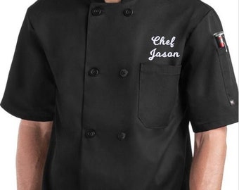 Custom Chef Coat Embroidered - Coats in Black, White, and Pebble Gray - Personalized Chef Jacket, Shirt, Custom Chef Uniform On The Line