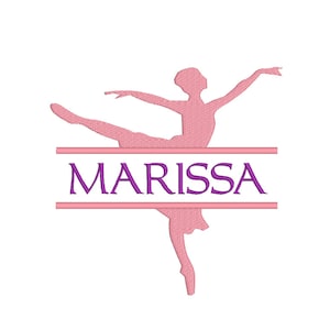 BUY 2 GET 1 FREE - 4 Sizes - Split Ballerina Silhouette Machine Embroidery Design - Personalize With Your Own Font - Ballet, Dance, Monogram