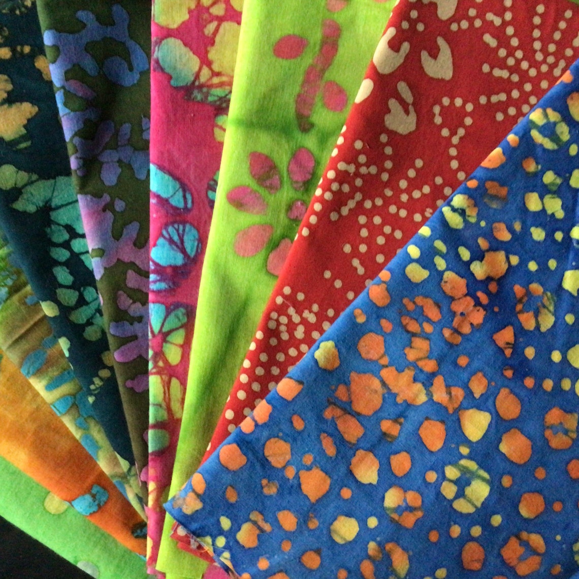Batik Fat Quarter Bundle 100 Cotton Quilt Fabric Rainbow Etsy 
