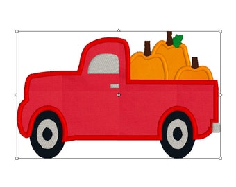 BUY 2, GET 1 FREE - Applique Pick-up Truck With Pumpkins Machine Embroidery Design in 3 Sizes - 4x4, 5x7, 6x10 - Happy Thanksgiving!