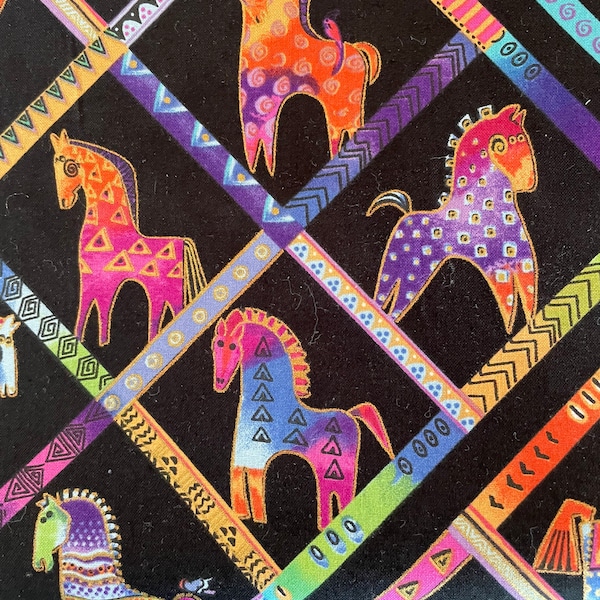 Fiesta Horses Fabric by Clothworks With Metallic Detail 100% Cotton Quilt Fabric