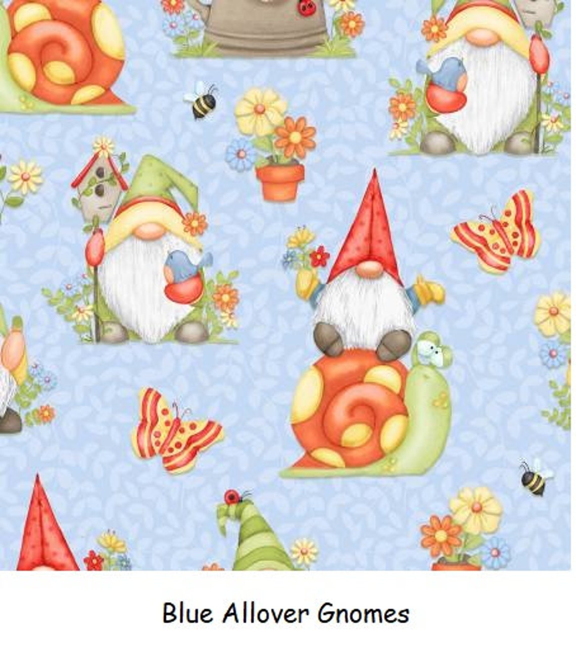 Garden Gnomes Fabric 100 Cotton Gnomes is Where Your Garden Etsy