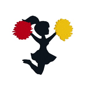 BUY 2, GET 1 FREE - Cute Cheerleader With Pompoms Silhouette Machine Embroidery Design in 3 Sizes - 4x4, 5x7, 6x10