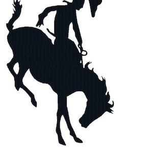 Cowboy On Bucking Bronco Horse Silhouette Machine Embroidery Design - Rodeo Season is Here!
