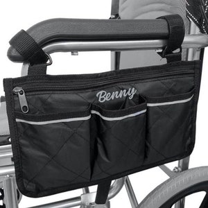 Wheelchair Bag Tote Bag in 5 Colors, Personalized with Embroidery, Unisex Wheelchair Caddy, Walker Tote Bag, Bible Holder, Organizer