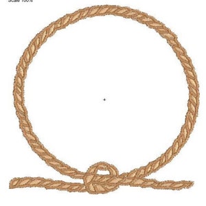 May include: A brown rope circle with a knot at the bottom. The rope is braided and has a rustic look.