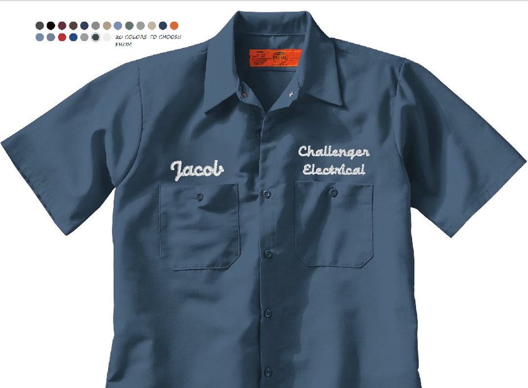 RED KAP Short Sleeve Industrial Work Shirts 20 COLORS Custom Uniform Shirt  Embroidered Logos Available 