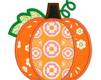 BUY 2, GET 1 FREE - Applique Pumpkin Machine Embroidery Design for Halloween and Thanksgiving in 3 Sizes - 4x4, 5x7, 6x10