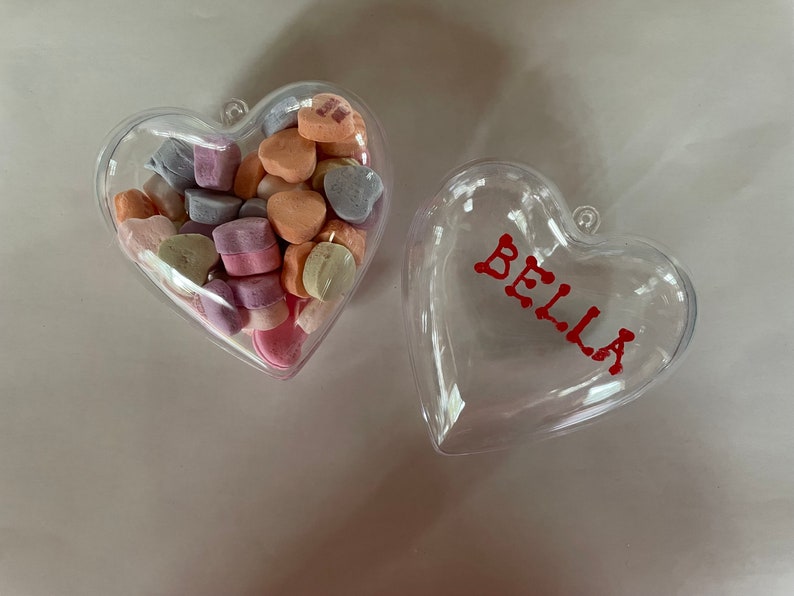 Filled Candy Heart Box Personalized Valentines Day Gift for Kids, Teachers Gift 画像 2