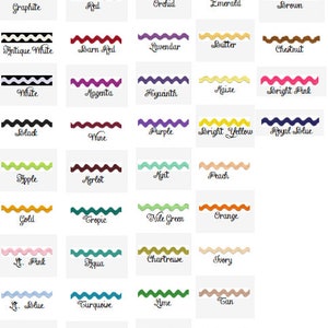 1/2 inch Rick Rack in 49 COLORS - Polyester Sewing Trim By the Yard - Wavy Ric Rac Half Inch .5 Inch