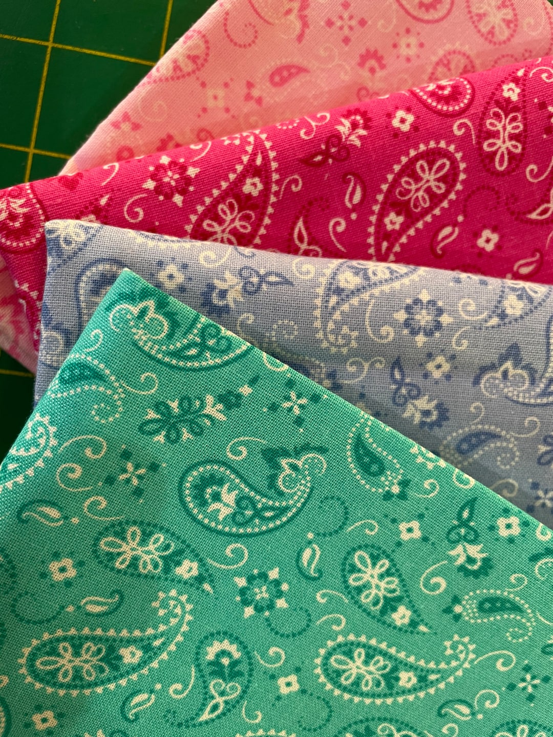 Paisley Bandana Fabric BTY 14 Colors Bright Pastel Paisley Print 100
