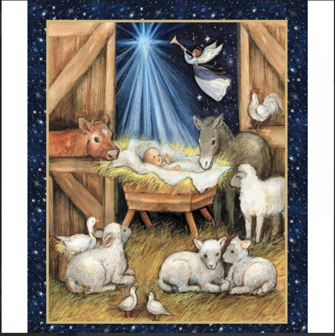 Christmas Fabric Nativity Panel Quilt Panel by Susan Winget Etsy