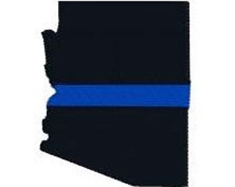 BUY2GET1FREE - 2",  3", 4" Machine Embroidery Design - Arizona Thin Blue Line Police Officer Support - Blue Lives Matter