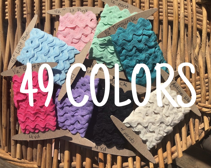 Rick Rack in 19 COLORS 1 Inch Polyester Sewing Trim by the Yard Wavy ...