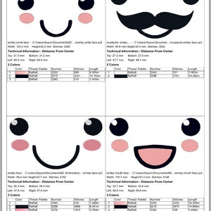 Set of Four Kawaii Faces Machine Embroidery Designs