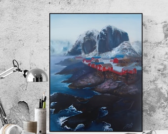 Paysage de montagne.  Peinture à l’huile. Art abstrait. Art contemporain. Art original, Décoration intérieure Décoration murale camping extérieur peinture