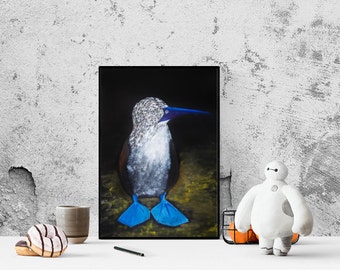 Langue source. Oiseau N8, sur un fond foncé. Peinture à l’huile. Art abstrait. Art contemporain. Art original, décor mural home decor