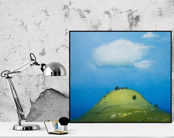 Peinture à l’huile. Montagnes, nature, maison, Photo de nourriture. Salon Art Mural Chambre Art Mural Décor Abstrait Optimiste