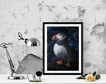 originale. Oiseau N10, sur fond sombre. Peinture à l'huile Art abstrait. Art original, peinture pour la maison