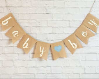 Baby Boy Banner, Baby Boy Shower Decor, Baby Shower Decor, Nursery Decor, Gender Reveal Banner, Burlap Banner,Baby Boy Bunting/Garland