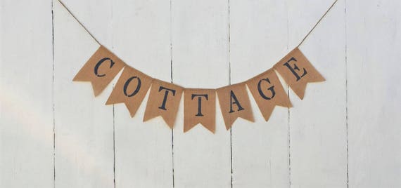 Cottage Burlap Banner Cabin Banner Lake Banner Summer Etsy