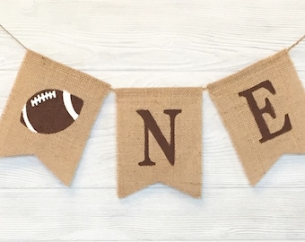 Football First Birthday Banner, Football One Banner, Football Burlap Banner, Football Highchair Banner, One Burlap Banner, One Banner