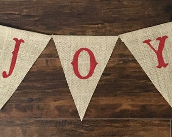 JOY Burlap Banner, JOY Banner, Christmas Decor, Christmas Bunting/Garland, Rustic Christmas Banner, Christmas Banner,