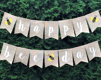 Happy Bee Day Banner,Happy Bee Day Burlap Banner,Bee Banner,Bumblebee Banner,Bee Birthday Banner,Happy Bee Day Burlap Banner,Bumblebee Decor