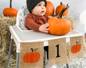 First Birthday Banner,Pumpkin Highchair Banner,Pumpkin Birthday Banner,Pumpkin Banner,One Burlap Banner,Pumpkin One Banner,Fall Birthday