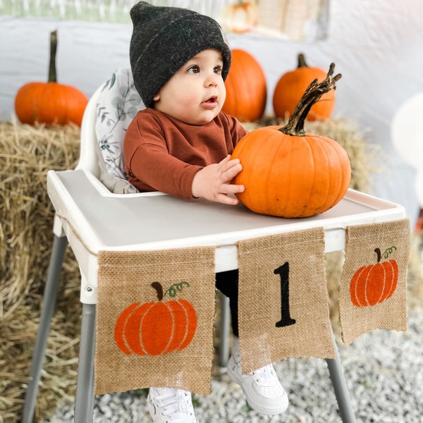 First Birthday Banner,Pumpkin Highchair Banner,Pumpkin Birthday Banner,Pumpkin Banner,One Burlap Banner,Pumpkin One Banner,Fall Birthday