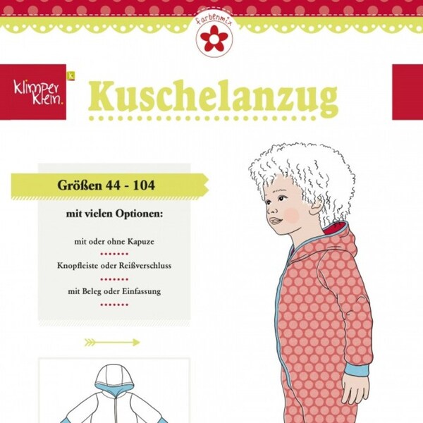 Schnittmuster Kinder: Kuschelanzug von Klimperklein