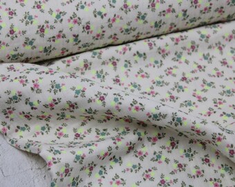 20.60 EUR/meter muslin fabric, small colorful flowers ecru - double gauze