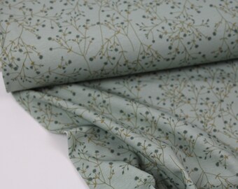 21,90 EUR/meter jersey fabric, AVALANA flower branches old mint