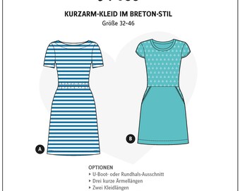 Schnittmuster Damen: LaBreton Dress - Kurzarmkleid im Breton-Stil