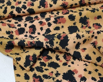 25.20 EUR/meter viscose crepe fabric, blouse fabric - Samara dots apricot/black