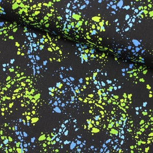 13.50 EUR/Meter cotton fabric, soccer ball blobs of color black/green/blue by Steinbeck - - - Woven goods