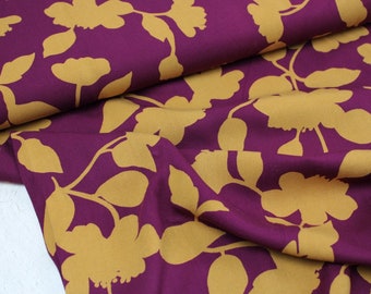 22.90 EUR/meter viscose fabric, blouse fabric - Mirabella flowers bordeaux/mustard yellow