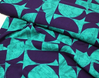 22.90 EUR/meter viscose fabric, blouse fabric - Mariana semicircles petrol/purple