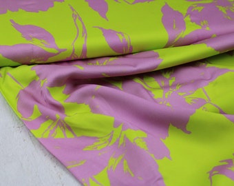 34.40 EUR/meter viscose stretch | flowers | fabric | lilac | lemon | Helma | Blouse fabric | Sold by the meter | Fashion Trend | Hilco