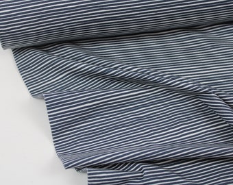 21,90 EUR/meter jersey fabric, AVALANA stripes dark blue/white