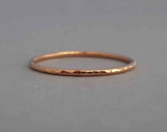 Delicate 14K rose gold filled hand forged stacking ring, simple hammer texture organic pink gold band 3.5, 4.5, 5.5, 6.5, 7.5, 8.5, 9.5